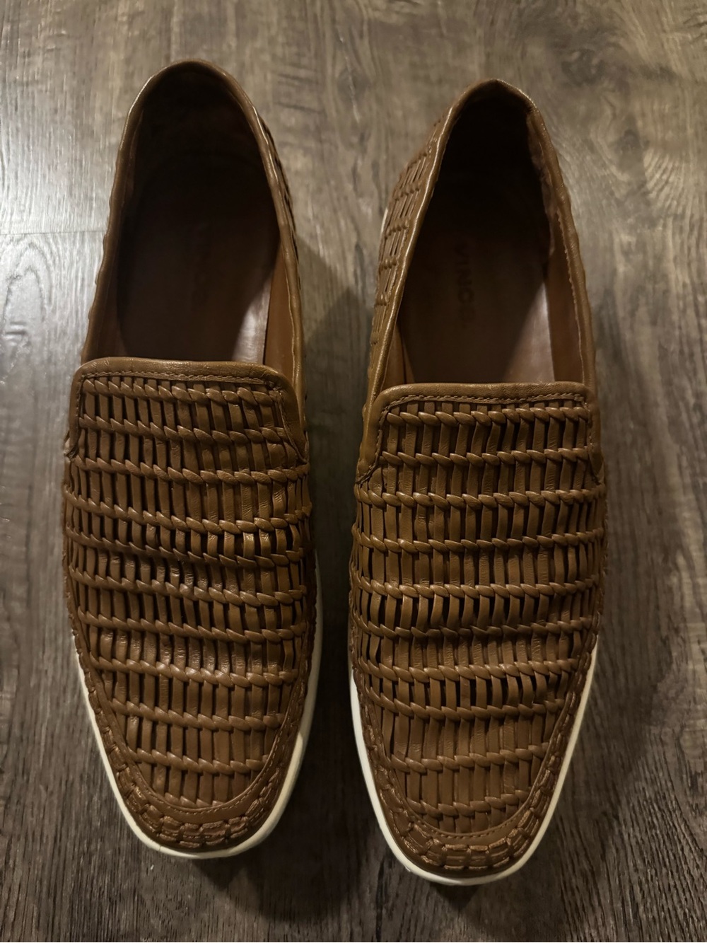 Vince Stafford Woven Leather Slip On Platform Loafer Sneakers Women's Size 8.5